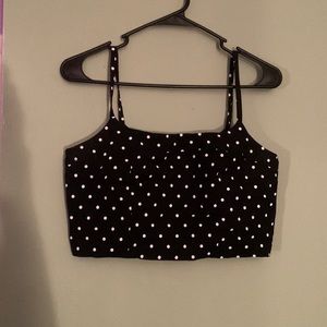 Black polka dot crop top